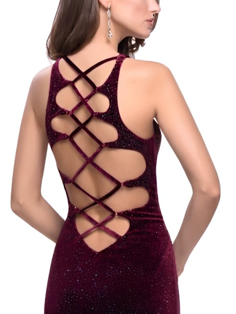 Long Strappy Open-Back La Femme Dress | Size 4 | Wine Color| - Picture 2 of 5